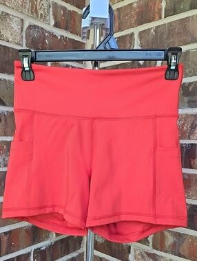 Puma Coral High-Rise Athletic Shorts with Side Pockets